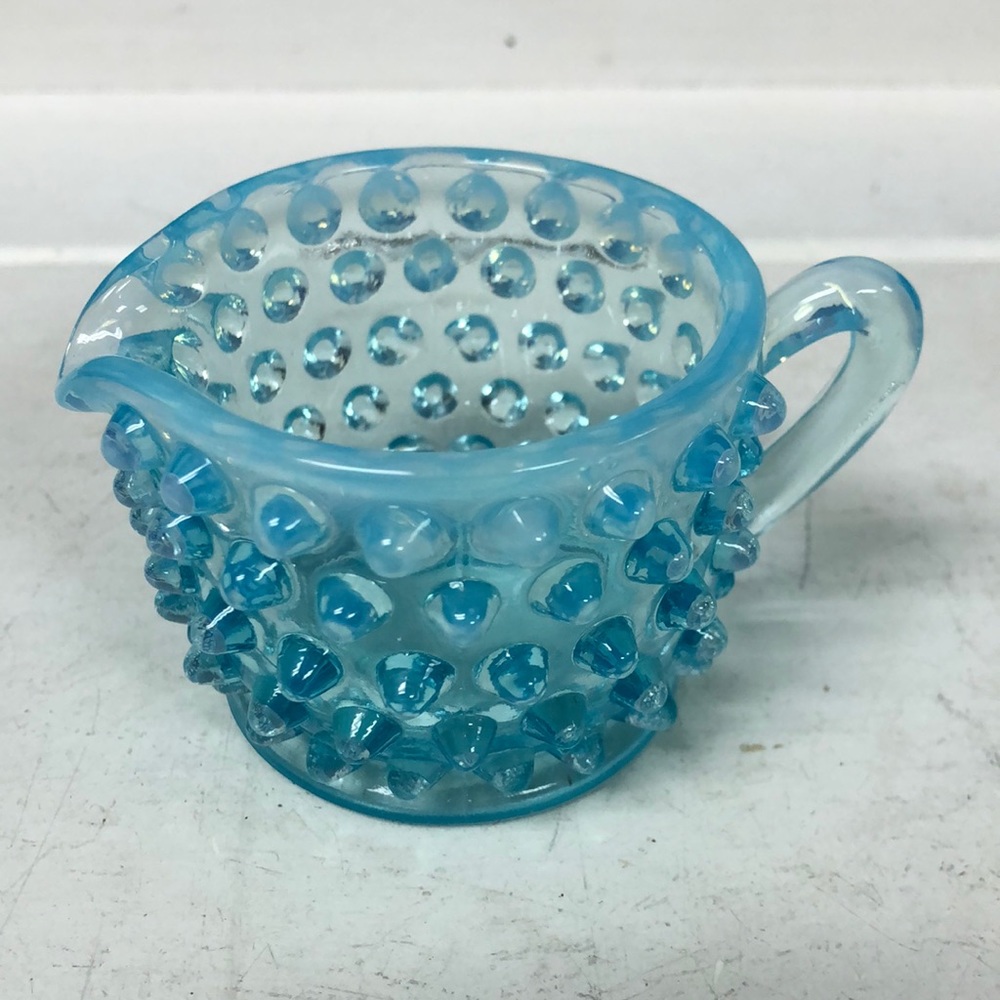Fenton Blue Opalescent Hobnail 2.5” mini Creamer